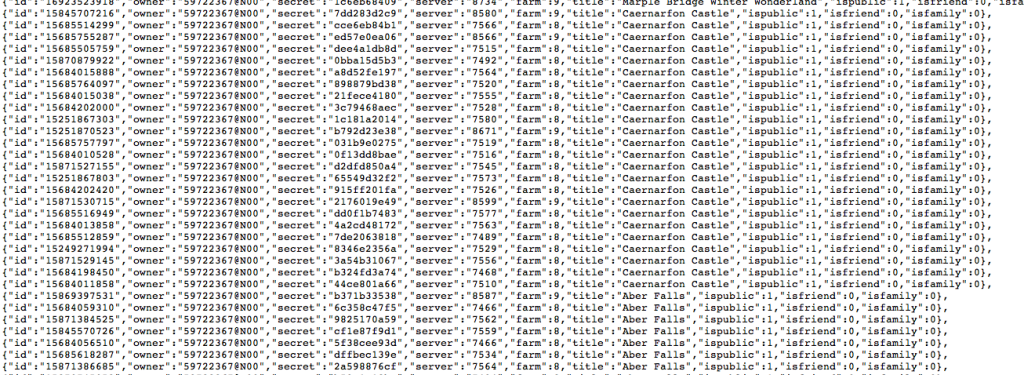 Screenshot JSON API request
